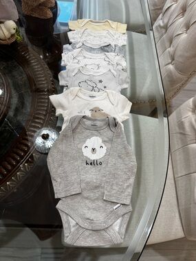 Set of 7 Gerber Neutral Baby Onesie Set in Gray, White, Cream & Light Yellow